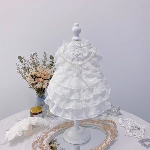 Ribbon pearls layered wedding dress ( D001 c068)