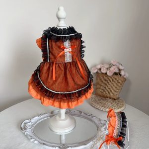 閃爍蕾絲蓬鬆裙 sparkling lace bouffant dress (orange) (X001 c033)