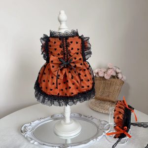 蝴蝶結迷你心心蓬鬆裙 ribbon mini hearts bouffant dress (orange) (X001 c035)