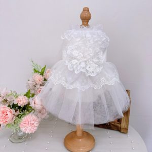 白色花卉婚紗裙 white floral wedding dress (D001 c042)
